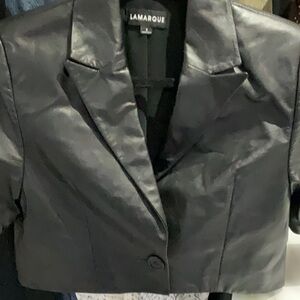 Cropped Leather Blazer